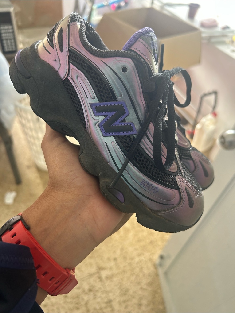New Balance 1000 Kids Iridescent Pink & Purple Athletic Sneakers